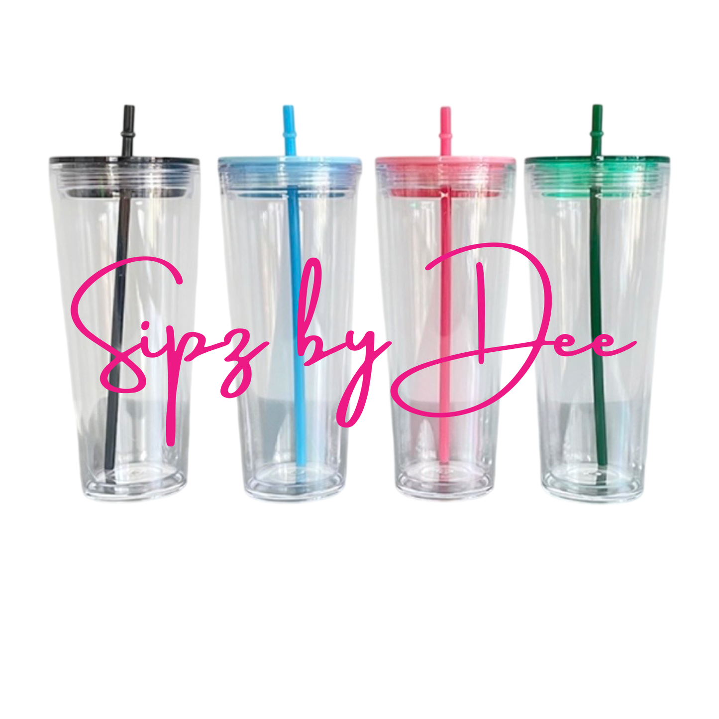 24oz Snowglobe Coloured Lid Tumbler