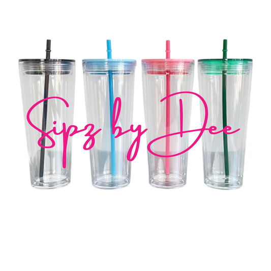 24oz Snowglobe Coloured Lid Tumbler