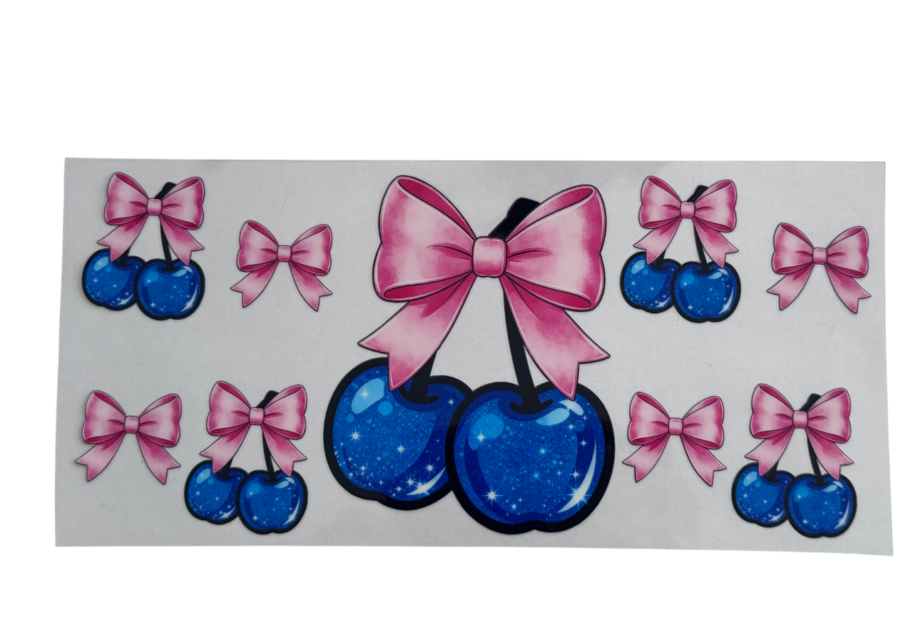 #1010 Blue Cherry Pink Bows