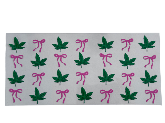 #1005 Marijuana Leaf and Pink Bows