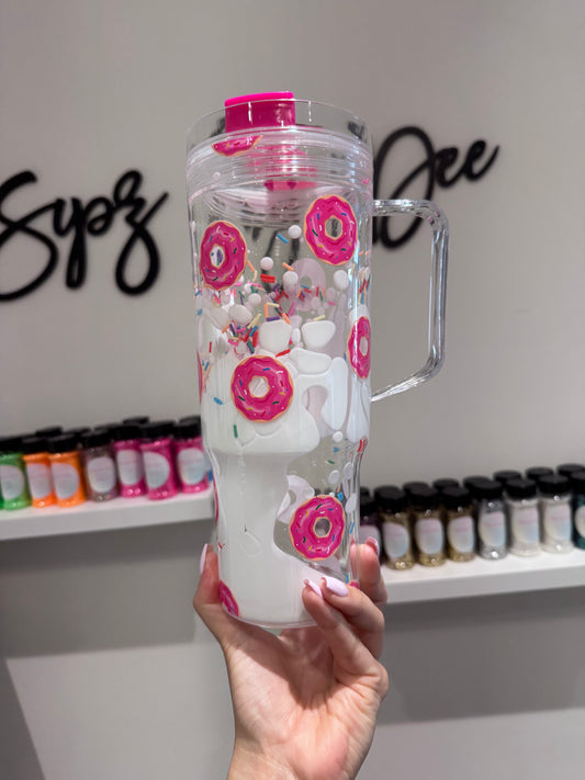 Donut Lava Drip -Pink Lid& Straw