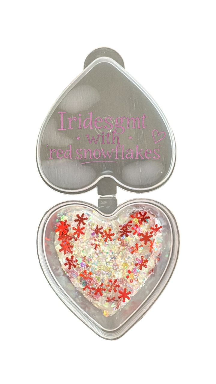 Iridescent glitter with Red Snowflakes