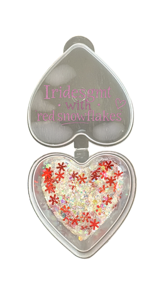 Iridescent glitter with Red Snowflakes